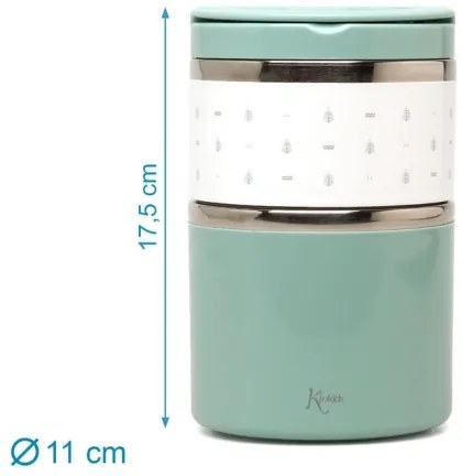 Kiokids Θερμoδοχείο Φαγητού με 2 Θαλάμους Mint 930ml.