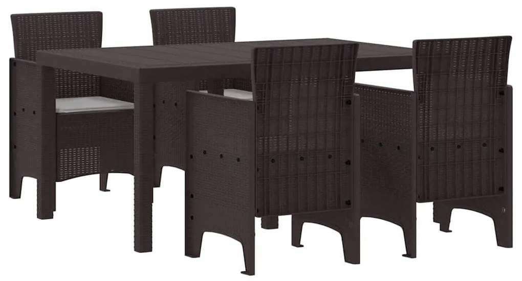 vidaXL Σέτ φαγητού για κήπο 5 pcs Καφέ Rattan Polt
