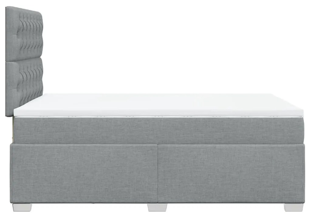 Κρεβάτι Boxspring με Στρώμα Ανοιχτό Γκρι 120x190 εκ. Υφασμάτινο - Γκρι