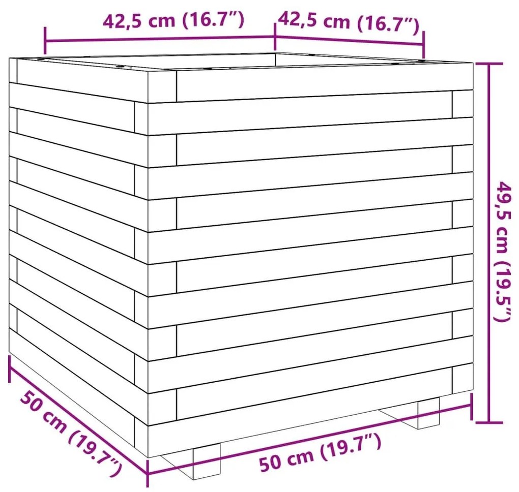 Ζαρντινιέρα Κήπου 50x50x49,5 εκ. από Εμποτισμένο Ξύλο Πεύκου - Καφέ