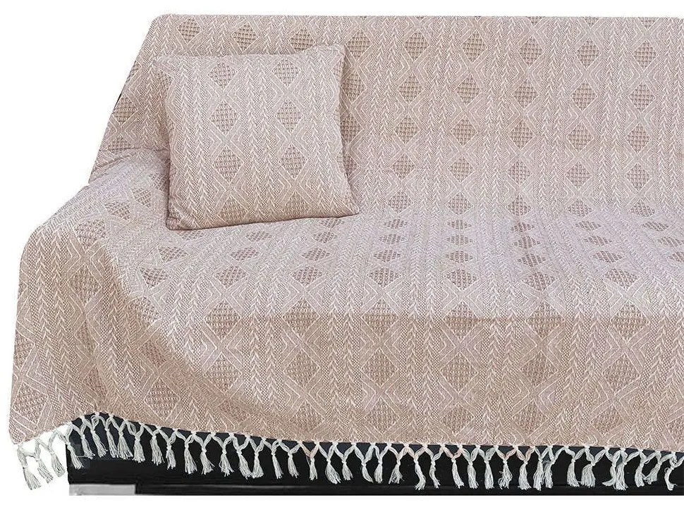 Ριχτάρι - Κουβέρτα Καναπέ Ζακάρ Σχ. 3040 Beige Viopros Three-Seater 170x280cm 100% Βαμβάκι