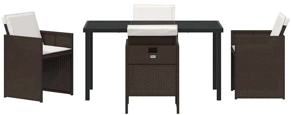 vidaXL Σέτ φαγητού για κήπο με μαξιλάρι 5 pcs Καφέ συνθετικό ρατάν