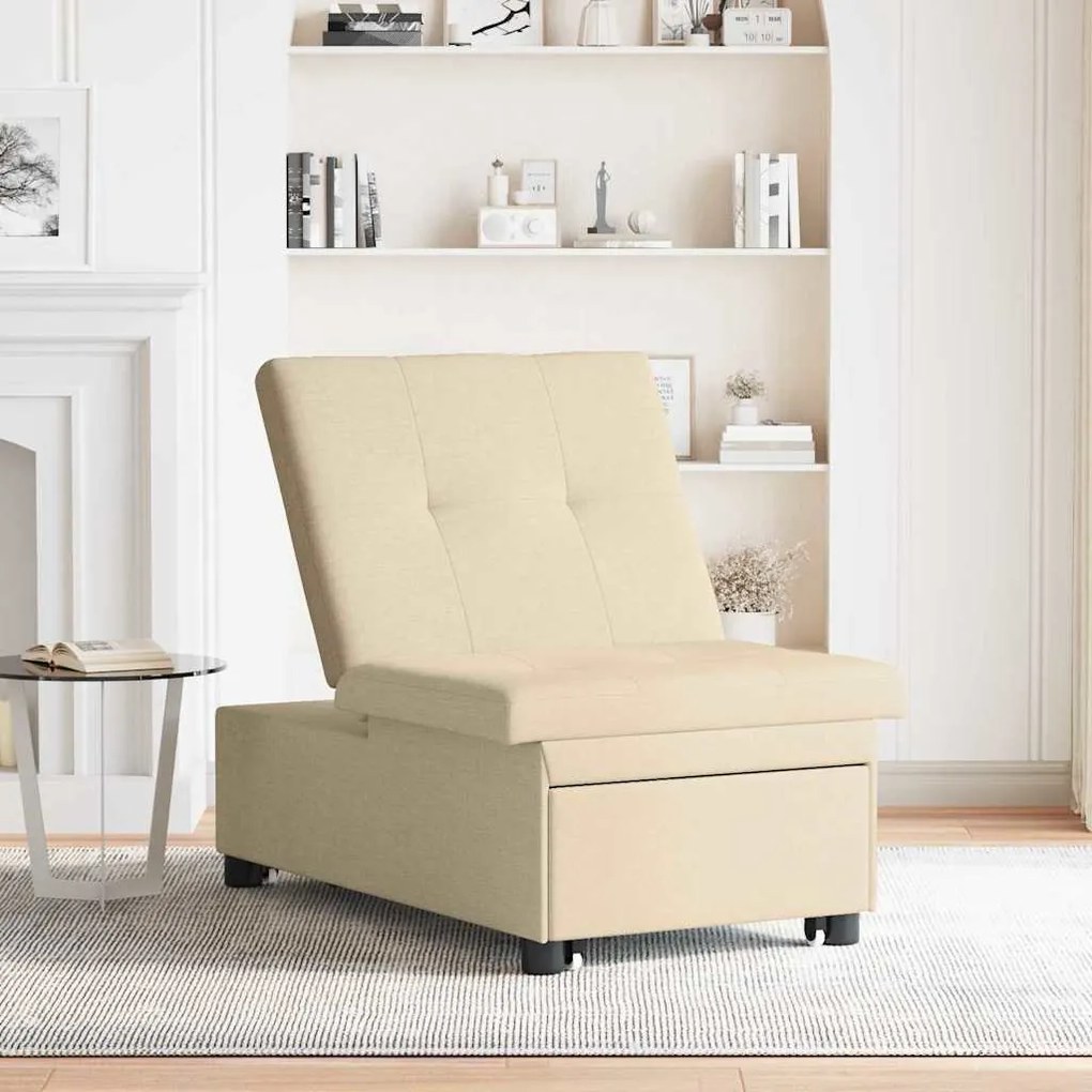 vidaXL Κρεβάτι καναπές Κρεμ 194 x 67 x 37 εκ ύφασμα