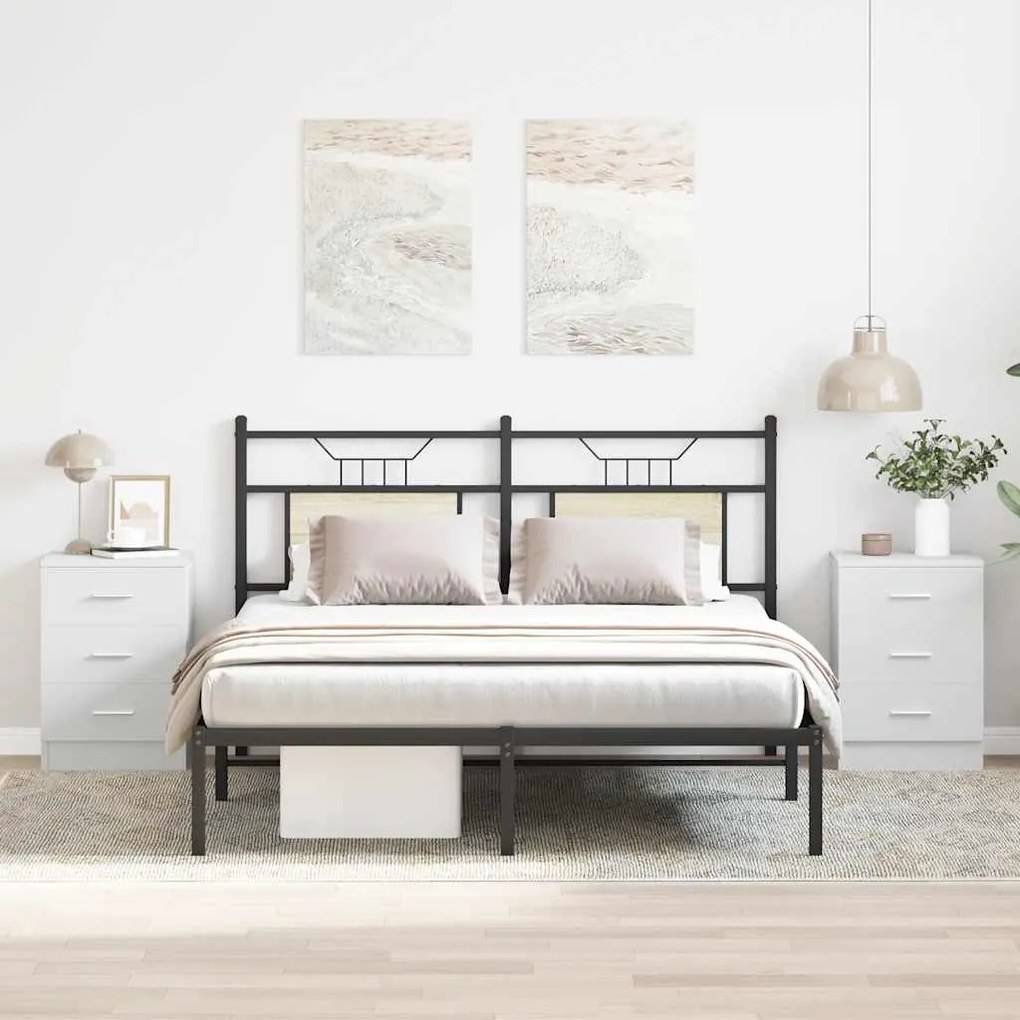 Κομοδίνα 2 τεμ. Λευκά 38 x 35 x 56 εκ. από Επεξ. Ξύλο