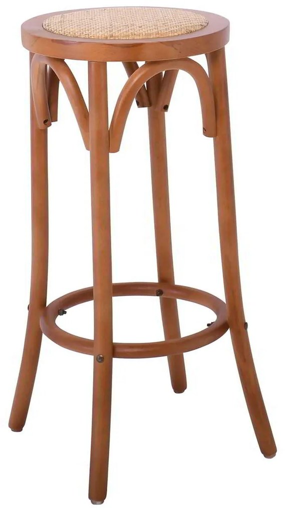 Σκαμπώ Bar VIENNA Καρυδί/Κάθισμα Rattan 36x36x71cm