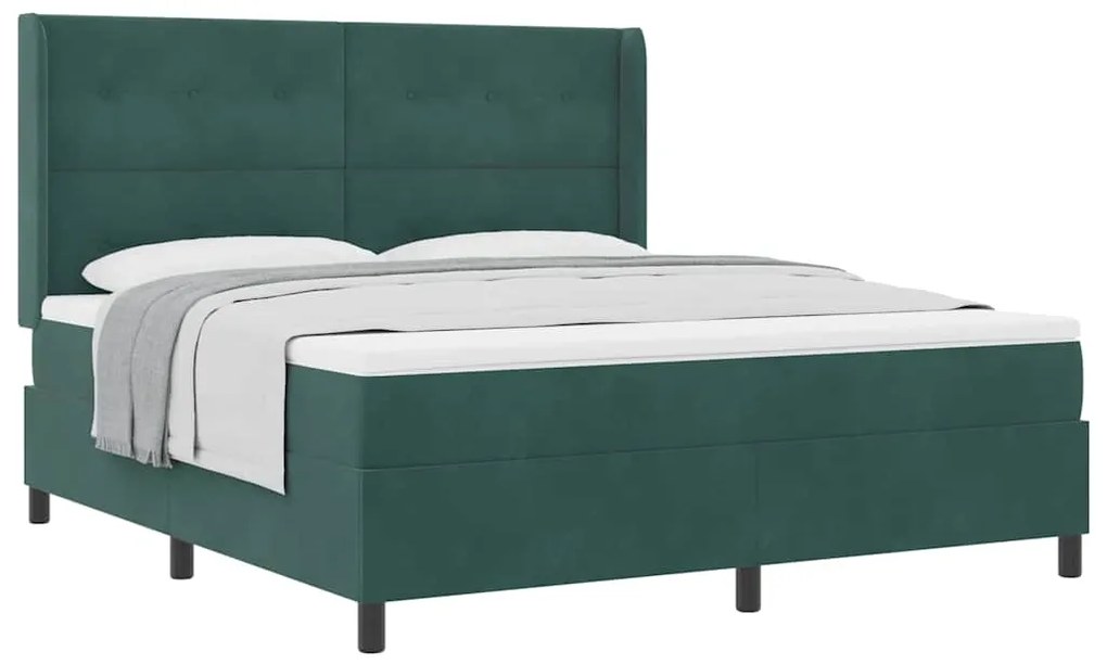 vidaXL Κρεβάτι με ελατήρια Σκούρο πράσινο 180 x 200 cm Βελούδο