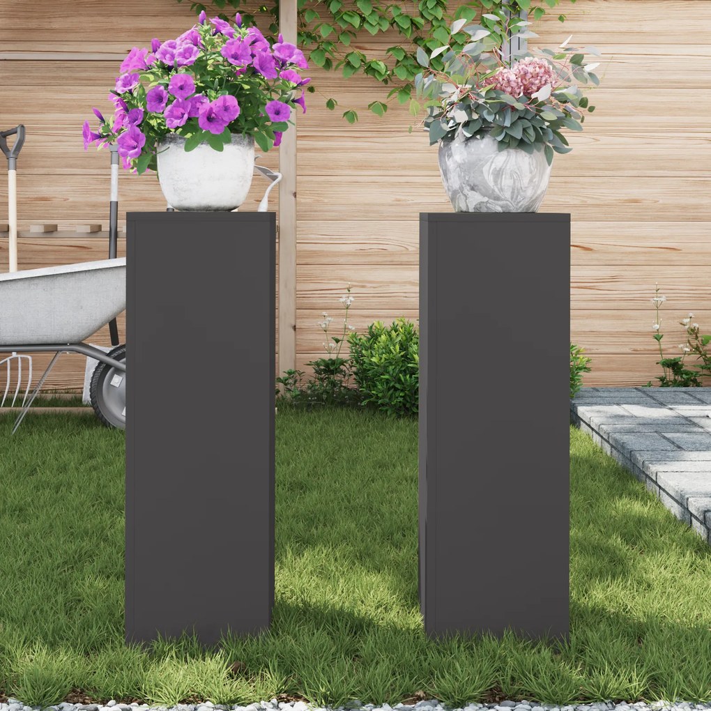 vidaXL Στήριξη φυτών 2 pcs Μαύρο 24 x 24 x 75 εκ. Ατσάλι