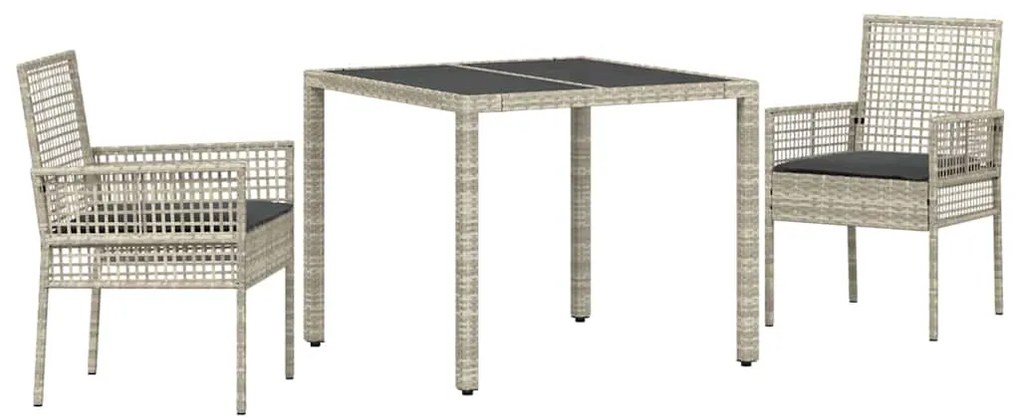 vidaXL Σέτ φαγητού για κήπο 3 pcs Ανοιχτό γκρι συνθετικό ρατάν