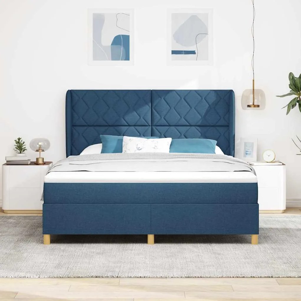 vidaXL Κρεβάτι με Στρώμα Blue 180x200 εκ. Υφασμάτινο