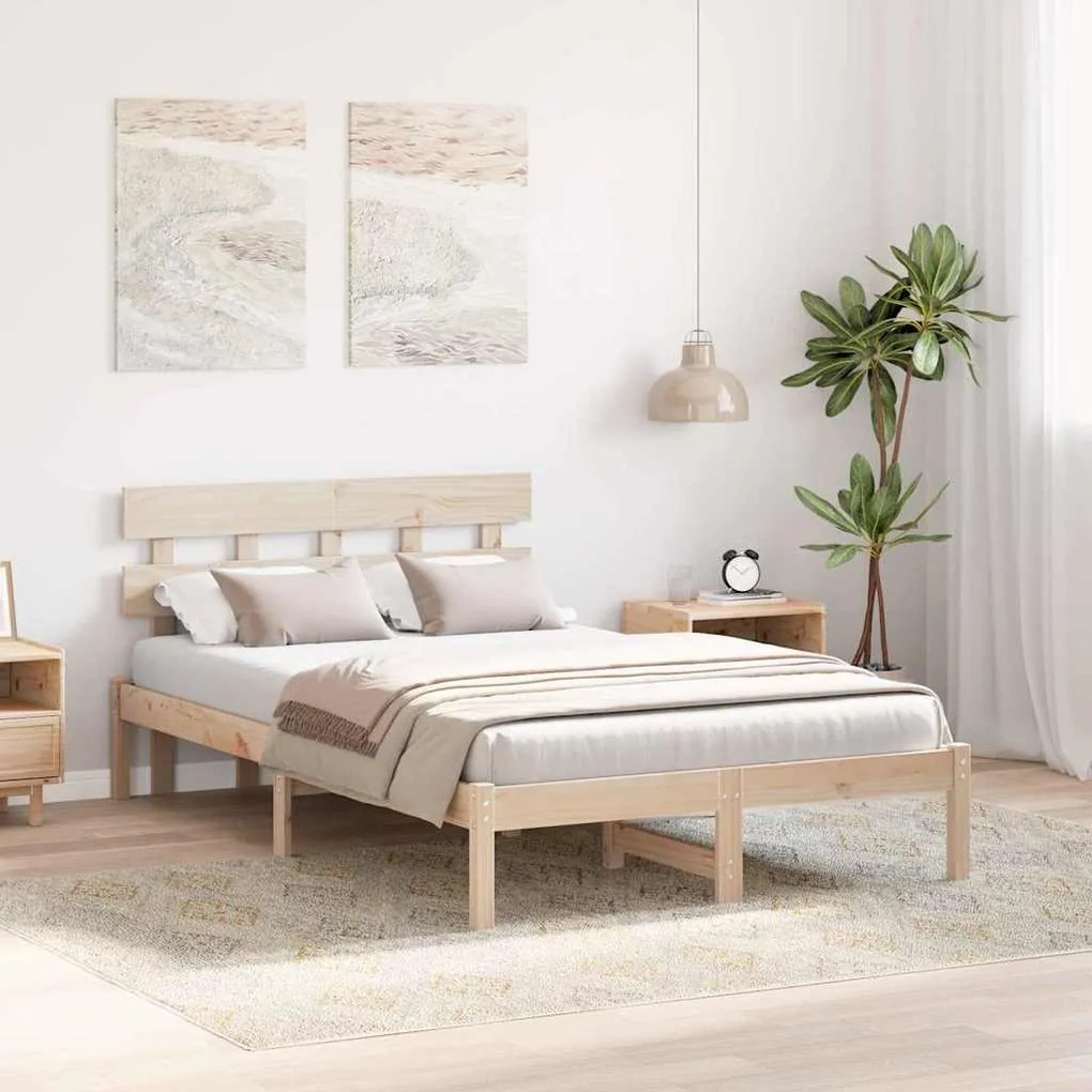 vidaXL Σκελετός Κρεβατιού Καφέ 120 x 200 cm Μασίφ ξύλο πεύκου