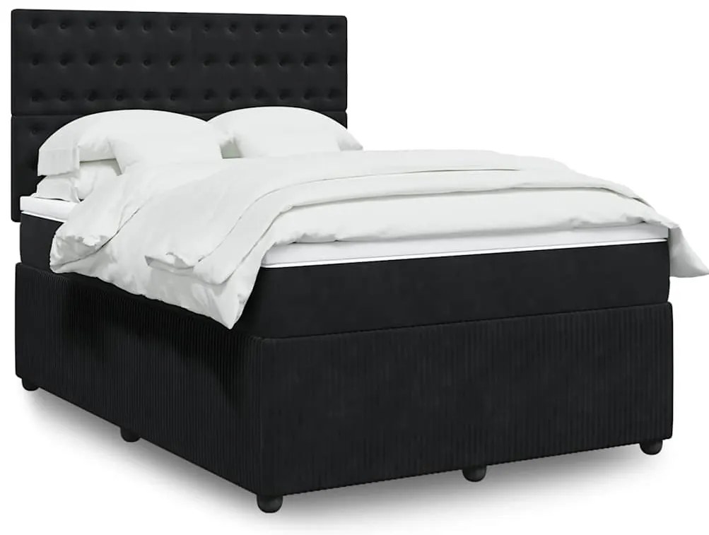 vidaXL Κρεβάτι Boxspring με Στρώμα Μαύρο 160x200 εκ. Βελούδινο