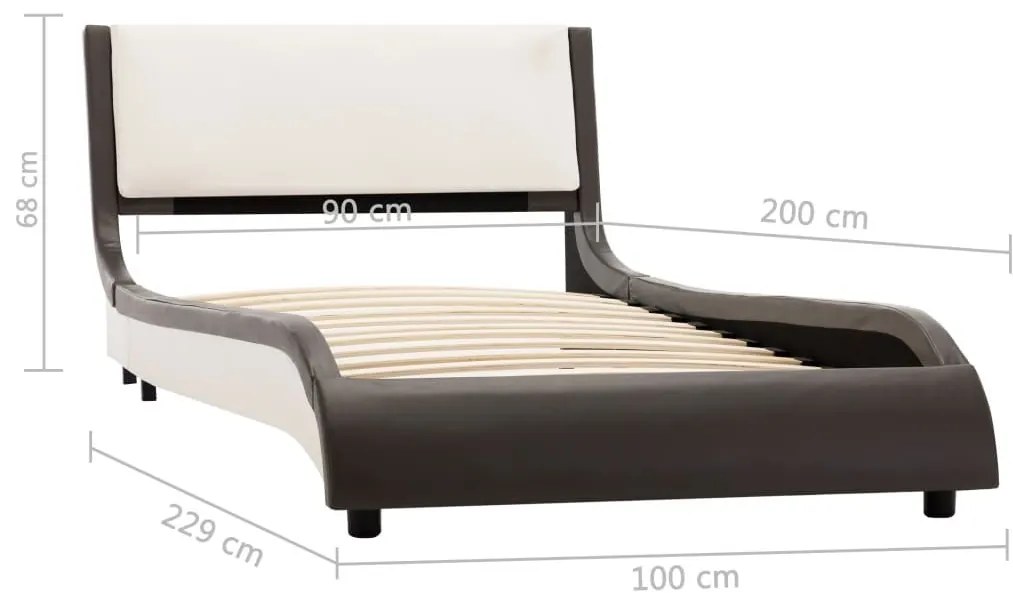 Πλαίσιο Κρεβατιού με LED Γκρι/Λευκό 90x200 εκ. Συνθετικό Δέρμα - Γκρι