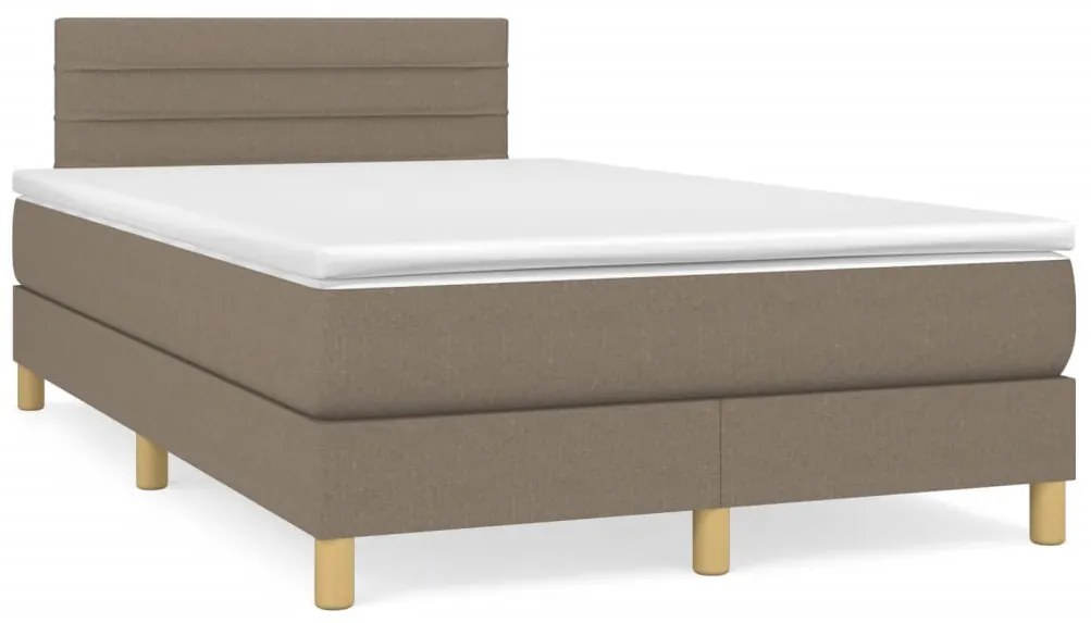 vidaXL Κρεβάτι Boxspring με Στρώμα & LED Taupe 120x190 εκ. Υφασμάτινο