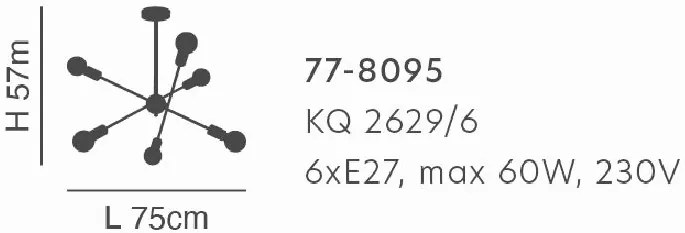 Φωτιστικό Οροφής KQ 2629/6 GWEN NICKEL PENDANT Δ4 - 77-8095 - 51W - 100W - 77-8095