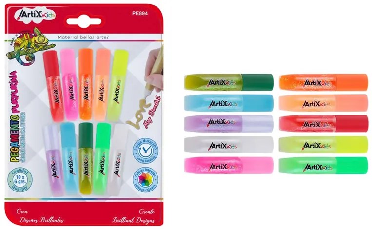 ARTIXKIDS σετ χρωματιστές κόλλες με glitter PE894, 10τμχ