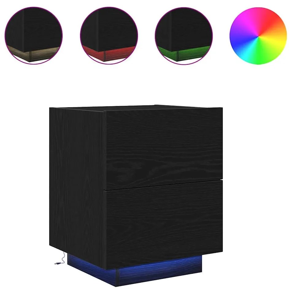 vidaXL Κομοδίνο 2 pcs Μαύρη δρυς 45 x 40 x 55 εκ Επεξεργασμένο ξύλο