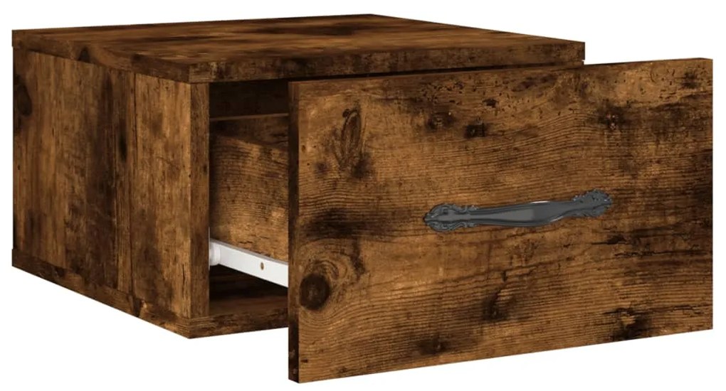 vidaXL Κομοδίνο Επιτοίχιο Καπνιστή Δρυς 35 x 35 x 20 εκ.