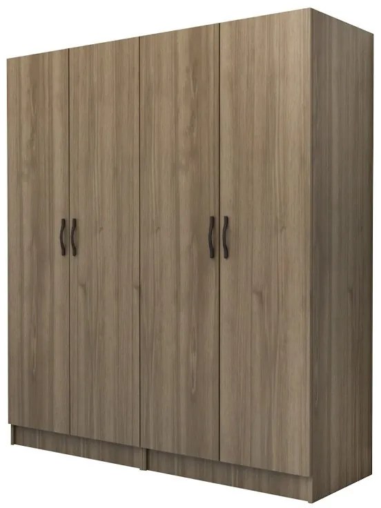 Megapap Ντουλάπα Ρούχων Vivian Τετράφυλλη Καρυδί 160x51,8x181εκ.