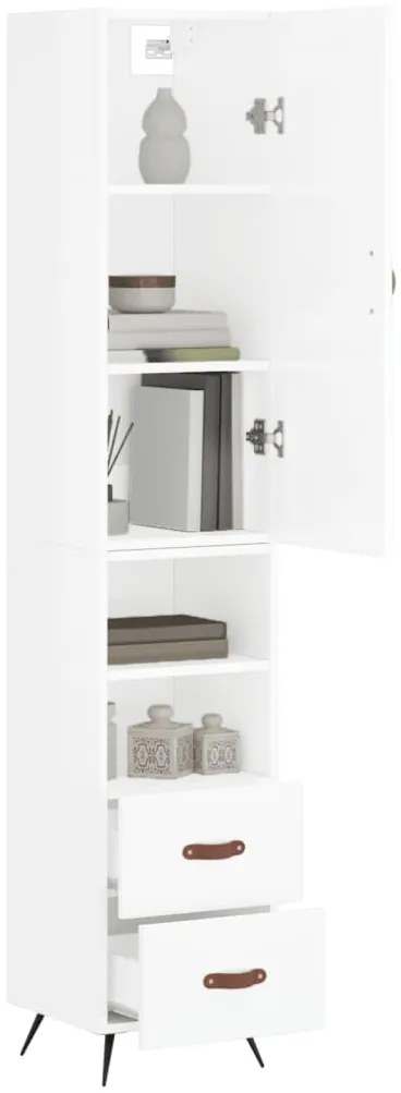 vidaXL Ντουλάπι Γυαλ. Λευκό 34,5 x 34 x 180 εκ. από Επεξεργασμένο Ξύλο