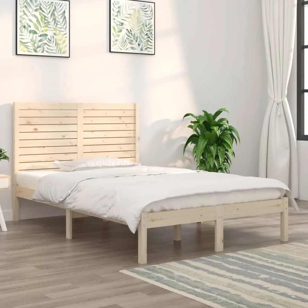 vidaXL Πλαίσιο Κρεβατιού 135 x 190 εκ. από Μασίφ Ξύλο Double