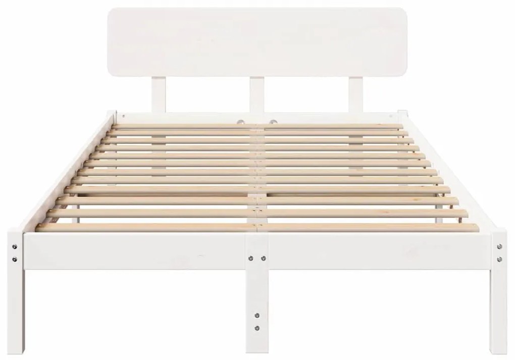 vidaXL Σκελετός Κρεβατιού Λευκό 135 x 190 cm Στερεά ξυλεία πεύκου