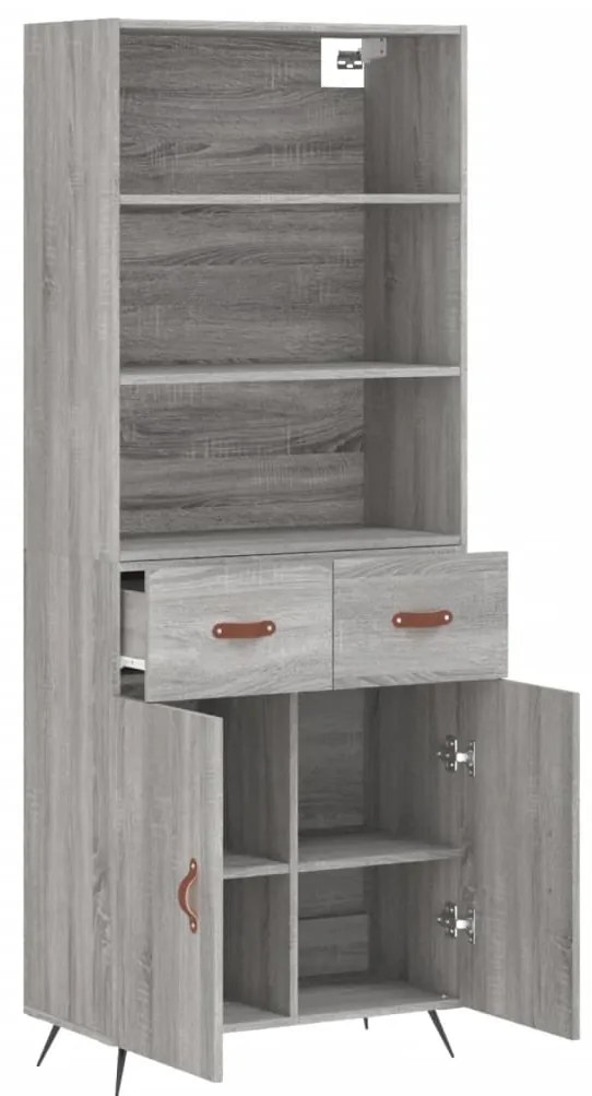 vidaXL Ντουλάπι Γκρι Sonoma 69,5 x 34 x 180 εκ. Επεξεργασμένο Ξύλο
