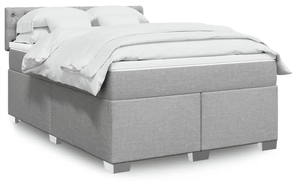 Κρεβάτι Boxspring με Στρώμα Αν. Πράσινο 160x200εκ Υφασμάτινο - Γκρι