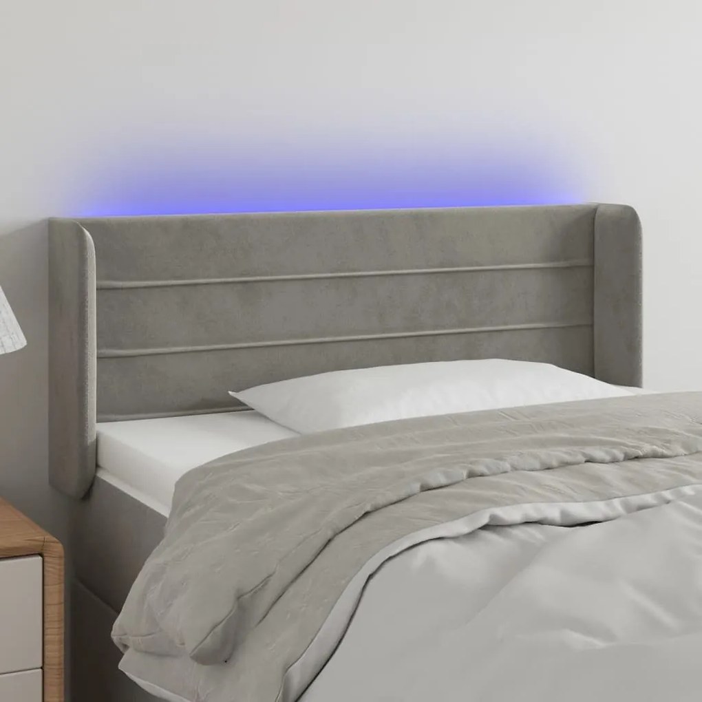 Κεφαλάρι Κρεβατιού LED Ανοιχτό Γκρι 83x16x78/88 εκ. Βελούδινο 3123406
