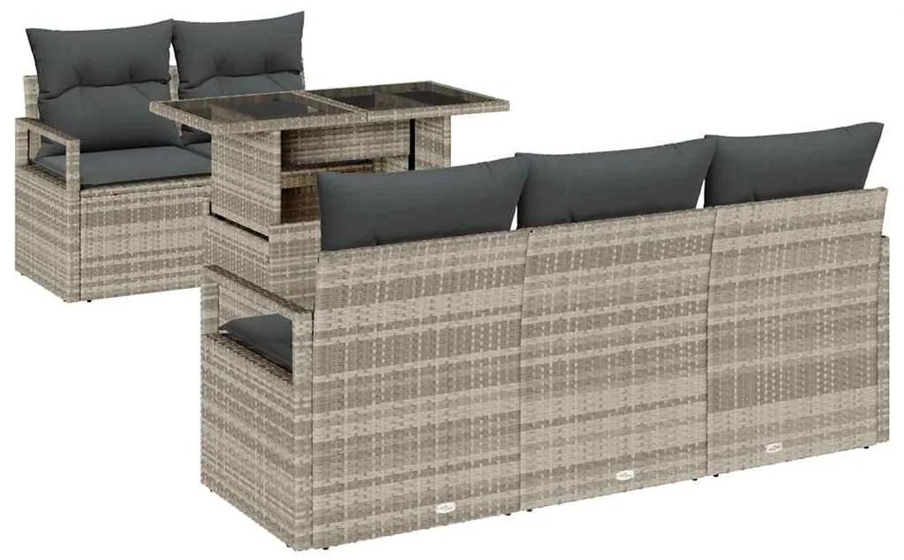 vidaXL Σετ Καναπέ Κήπου 6 pcs Ανοιχτό γκρι 100 x 55 x 73 εκ.