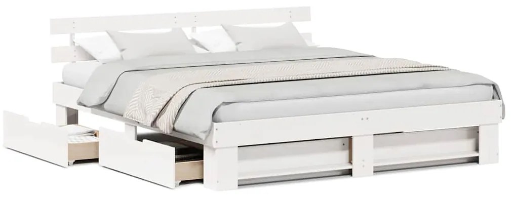 vidaXL Σκελετός Κρεβατιού Λευκό 200 x 200 cm Μασίφ ξύλο πεύκου