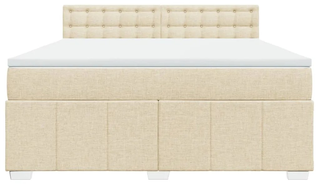 vidaXL Κρεβάτι Boxspring με Στρώμα Κρεμ 180x200 εκ. Υφασμάτινο