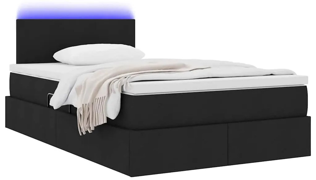 vidaXL Κρεβάτι με αποθηκευτικό χώρο και LED Μαύρο 120 x 200 cm