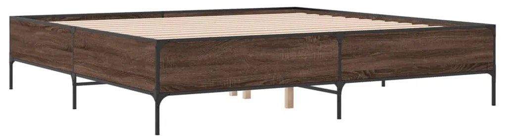 vidaXL Πλαίσιο Κρεβατιού Καφέ Δρυς 180x200 εκ. Επεξ. Ξύλο &amp; Μέταλλο
