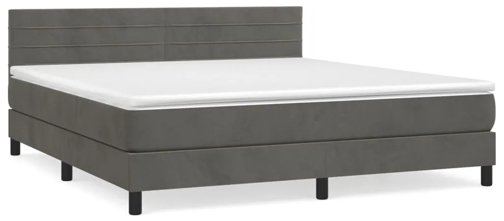 ΚΡΕΒΑΤΙ BOXSPRING ΜΕ ΣΤΡΩΜΑ ΣΚΟΥΡΟ ΓΚΡΙ 160X200 ΕΚ. ΒΕΛΟΥΔΙΝΟ 3141372