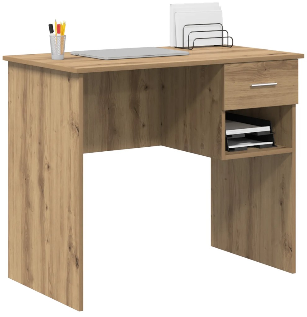 vidaXL Γραφείο με Αποθήκευση Δρυς 90x49.5x75 εκ. Επεξεργασμένο ξύλο