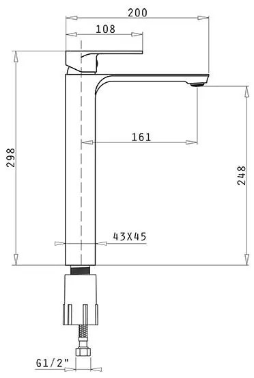 Μπαταρία νιπτήρα Arona XL Χρωμέ 4.5x16.5x24.8 εκ.