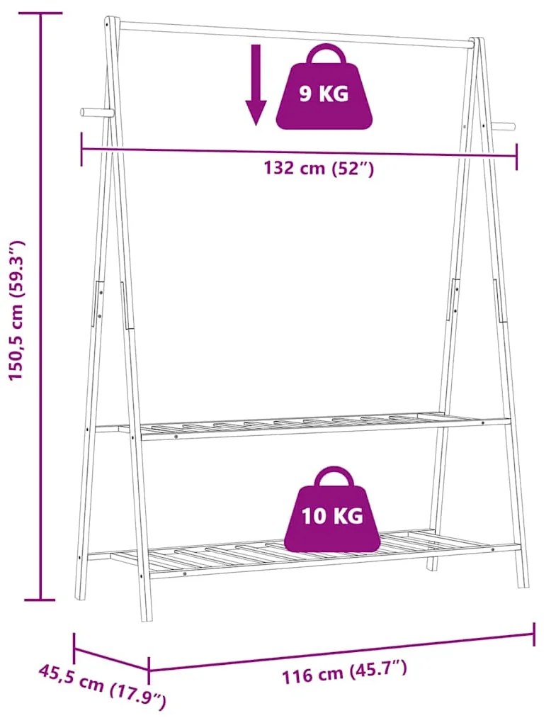 ΚΡΕΜΑΣΤΡΑ ΡΟΥΧΩΝ ΜΕ ΡΑΦΙΑ 132X45,5X150,5 ΕΚ. ΜΠΑΜΠΟΥ 4008912