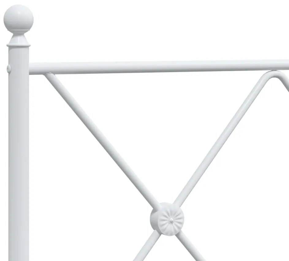 vidaXL Πλαίσιο Κρεβατιού με Κεφαλάρι Λευκό 193 x 203 εκ. Μεταλλικό