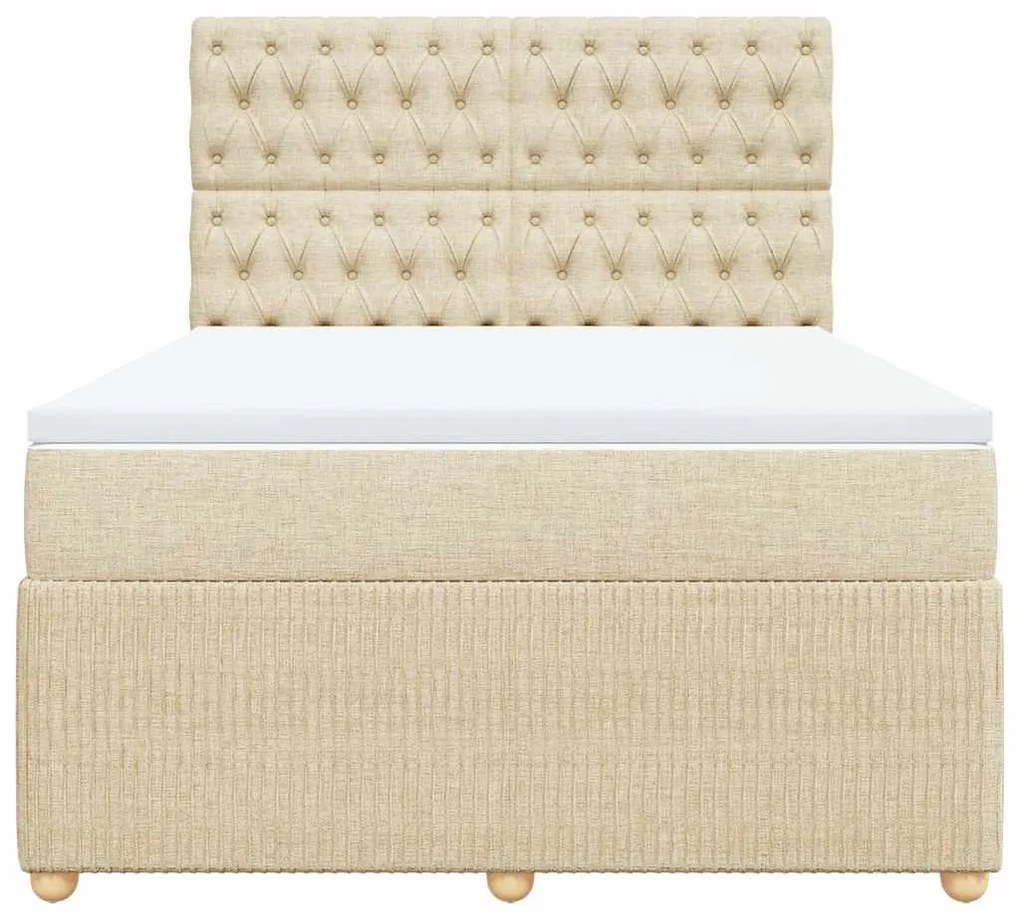 vidaXL Κρεβάτι Boxspring με Στρώμα Κρεμ 140x200 εκ. Υφασμάτινο