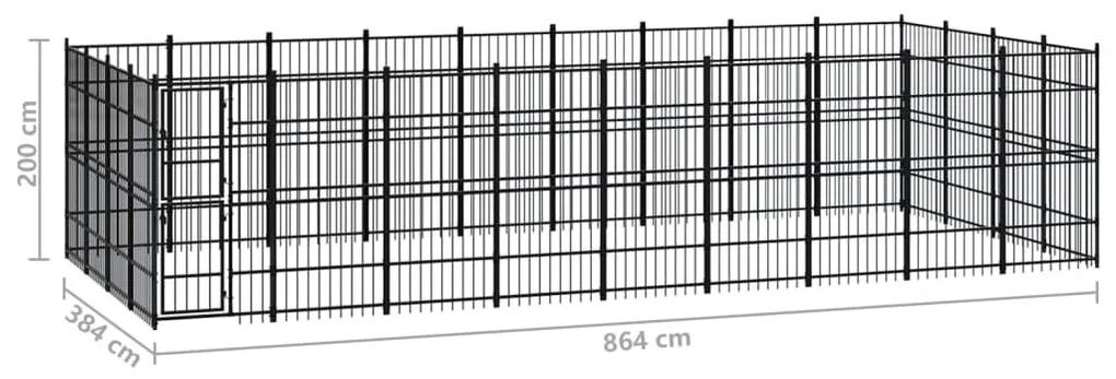 Κλουβί Σκύλου Εξωτερικού Χώρου 33,18 μ² από Ατσάλι - Μαύρο