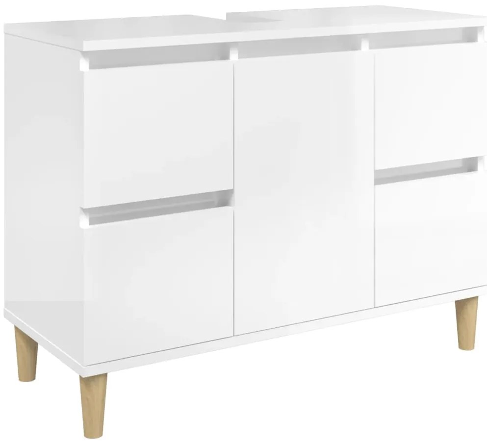 vidaXL Ντουλάπι Νιπτήρα Γυαλ. Λευκό 80x33x60 εκ. Επεξεργασμένο Ξύλο