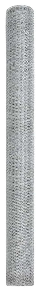 vidaXL Φράχτης Εξαγώνου Ασημί 1,6 x 25 m Γαλβανισμένος χάλυβας