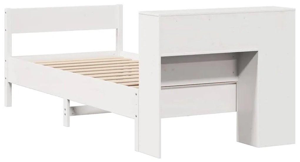 vidaXL Κρεβάτι Βιβλιοθήκη Χωρίς Στρώμα Λευκό 75x190 εκ Μασίφ Πεύκο