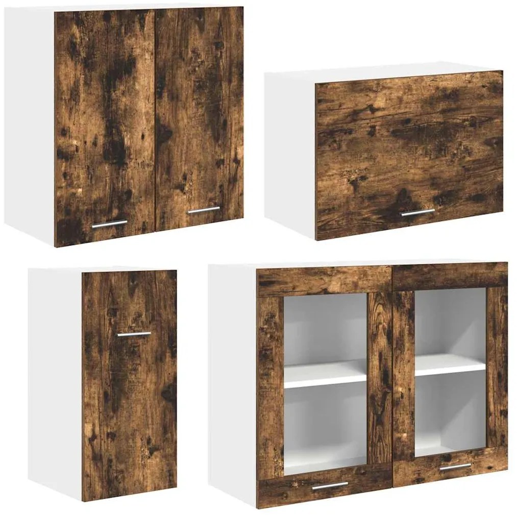 vidaXL Σετ Ντουλάπια Κουζίνας με συρτάρι Lyon 8 pcs Καπνιστή δρυς