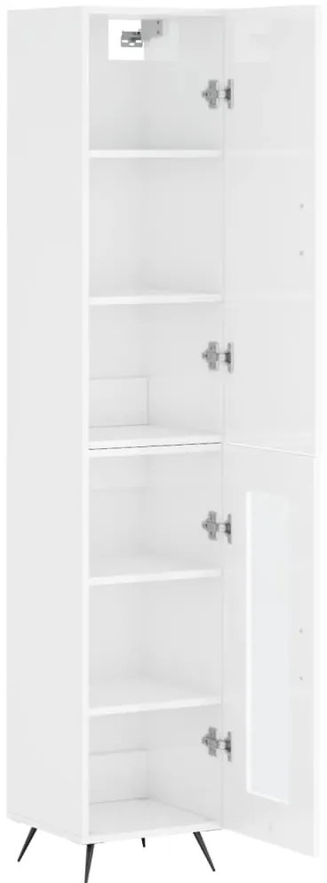 vidaXL Ντουλάπι Γυαλ. Λευκό 34,5 x 34 x 180 εκ. από Επεξεργασμένο Ξύλο