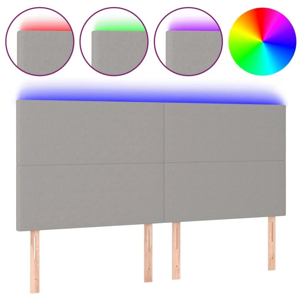 Κεφαλάρι Κρεβατιού LED Ανοιχτό Γκρι 160x5x118/128εκ. Υφασμάτινο - Γκρι