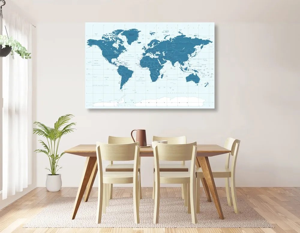 Εικόνα πολιτικό χάρτη του κόσμου σε μπλε - 120x80