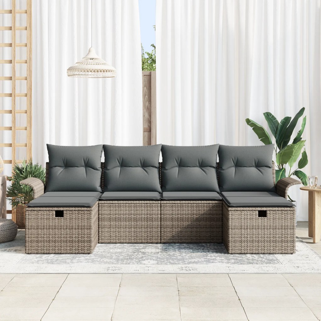 vidaXL Σετ σα lounge κήπου 6 κομματιών με μαξιλάρια Γκρι Πολυεστέρα