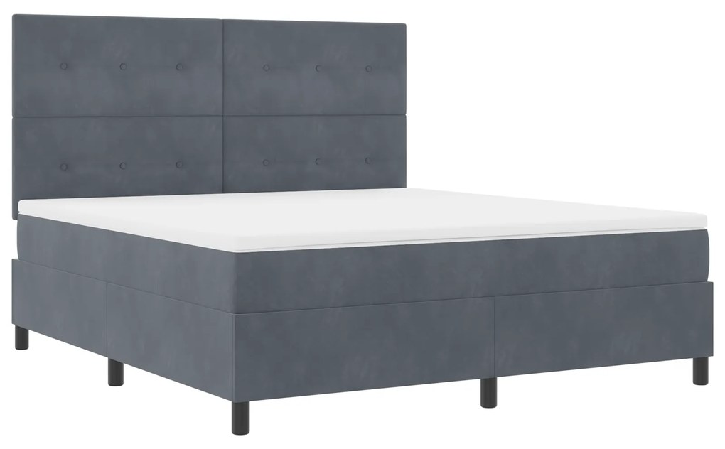 vidaXL Κρεβάτι Box Spring με Στρώμα Σκούρο Γκρι Super King Βελούδο