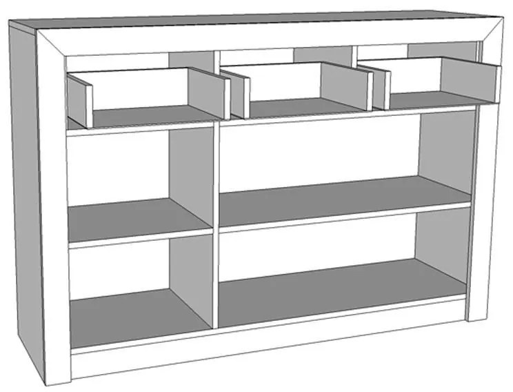 Κομότα - Μπουφές Etna 3K3F Grey Oak - Λευκή Λάκα 133x35x90.5 εκ. 133x35x90.5 εκ.
